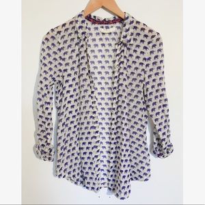 Elephant Pattern Button Down Shirt